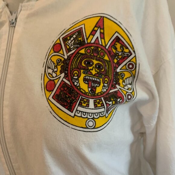Confecciones Sol Costa Maya VTG Mexico lightweight jacket Sweatshirt Cottn Aztec - Picture 10 of 16